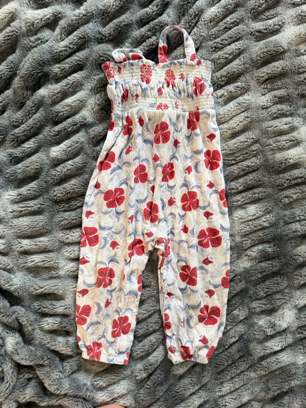Carter's Cream Jumpsuit with Red Floral Print
